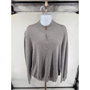 Brooks Brothers Sweater Mens 2XL XXL Gray Quarter Zip Silk Cashmere Blend Preppy